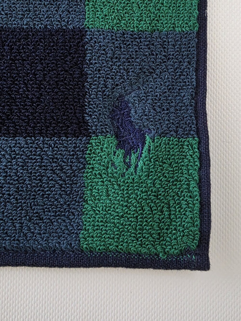 Polo Ralph Lauren Buffalo Check Hand Towel NWT Made in Japan Green Navy - Picture 6 of 6